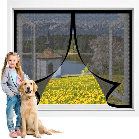 Moustiquaire Porte Fenetre 214 x 179 cm Moustiquaire sur Mesure Respirantes, Maille Ultra Fine pour Fenêtres et Portes, Noir (1/5)