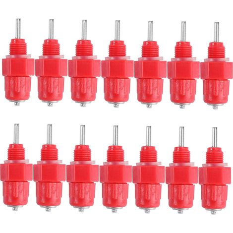 Distributeur d'eau Automatique pour Poulets 25 Pièces Tétines Amovibles en Plastique Rouge, Facile à Nettoyer, pour Volailles et Élevage (1/5)