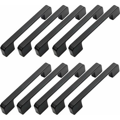 10pcs Poignée Meuble Entraxe 160mm-Poignée Porte Cuisine Noire Poignee Barre Meuble Poignee De Cuisine Noire 160mm (1/5)