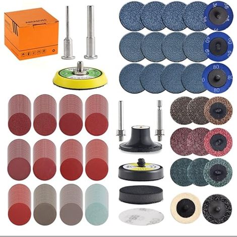 disques abrasifs de 5,1 cm patins pour perceuse meuleuse outils rotatifs accessoires avec tige 0,3 cm et 0,6 ponçage inclus grain 36-3000 (1/5)