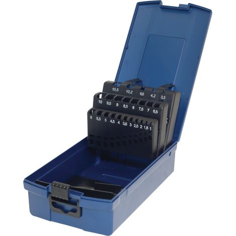 Leerkassette f.Spiralbohrer DIN338 Abm.1-10,5mm steig.um 0,5mm 24-tlg.Ku.TECWERK Cassette vide pour forets hélicoïdaux DIN338 dim. 1-10,5mm augmentant par pas de 0,5mm 24 pièces matière plastique TECW (1/2)