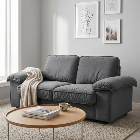 Canapé avec rangement en tissu polyester gris, ressorts ensachés, assise profonde 61 cm (1/5)
