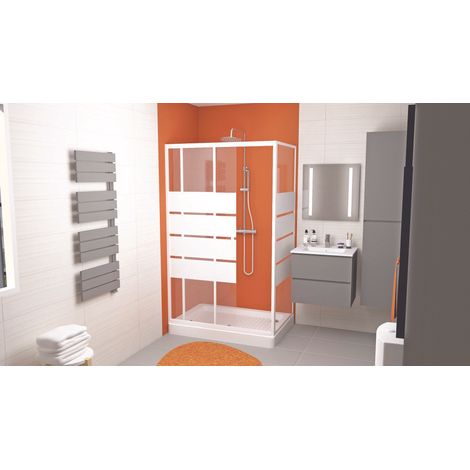 ONDEE - Plato de ducha CERA - relieves antideslizantes - Gres - Blanco - 80x120x11cm (1/4)