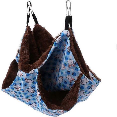 Hamac double couche pour hamster, cage, lit planeur, suspendu chaud pour se reposer et jouer - L-Bleu (1/5)