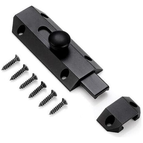 1 Sicherheitsriegel mit massivem Messingbolzen, extrem widerstandsfähiger Torriegel, schwarz