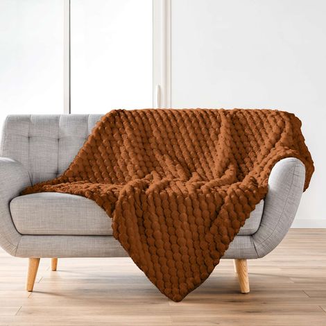 Plaid 125x150 imitation fourrure/sherpa camel Frosty