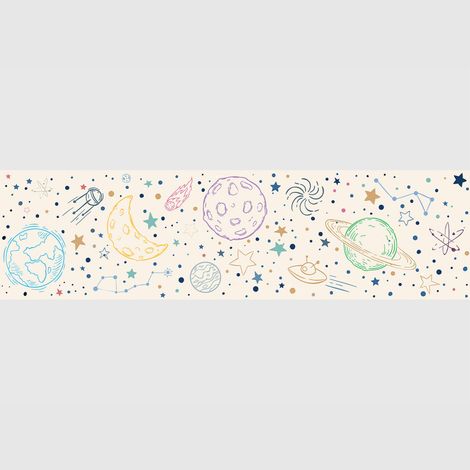 Frise auto-adhésive - Espace dessiné beige - 500x13,8 cm (1/5)