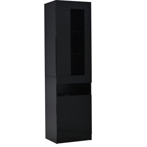 Vitrine haute noire avec LED USB 50 x 40 x 180 cm HOMVRA (1/5)