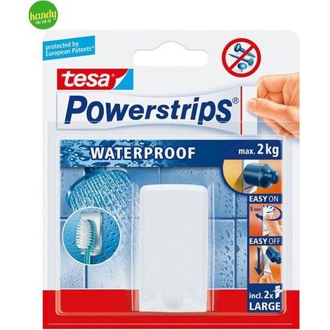 Gancio autoadesivo Tesa rettangolo bianco powerstrips waterproof