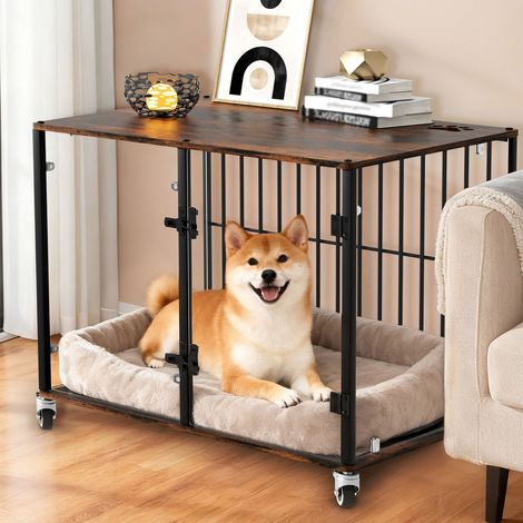 BingoPaw Heavy Duty Dog Kennel Metal Pet Cage Interactive Clear Tempered Glass Furniture Style Dog Crate