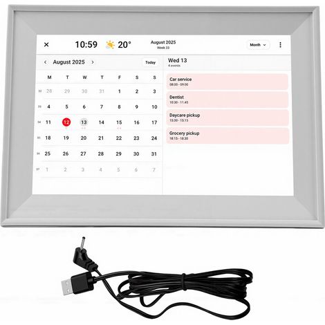 Calendrier numérique 10,1 pouces, écran tactile HD, agenda familial intelligent électronique avec cadre photo pour la maison, blanc (1/5)