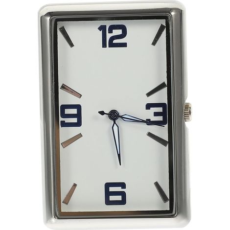 Horloge De Tableau De Bord - 1 Pièce - Acier Inoxydable Et Verre - Analogique Carrée Adhésive - Pour Voiture Bureau Maison - 4,80x3,00x0,80cm (1/5)