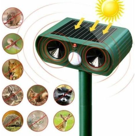 Répulsif solaire à ultrasons pour chats extérieur – Sensibilité et fréquence réglables – Éloigne les parasites, protection de jardin (1/4)