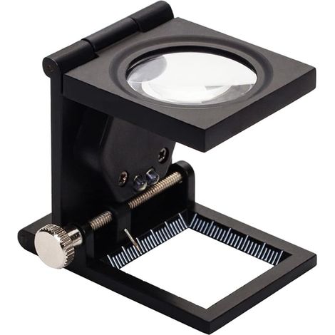 Lupa de mesa LED de 10 aumentos, con contador de hilos, de aleación de zinc y vidrio, plegable, con escala de luz de 2 LED, lupa de lectura, lente grande para manualidades en el hogar, herramientas de