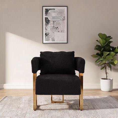 Fauteuil club en velours noir design moderne 68 x 68 x 70 cm (1/5)