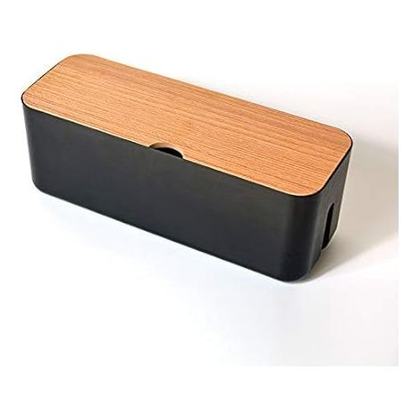 Cable Box Range Cable Rangement,Boîte pour câbles, Boîte Cache-Câble pour Garder Les Câbles Bien Rangés,Boite Rangement pour Cables Chargeurs et Multiprises,Pieds en Caoutchouc (Black) (1/5)