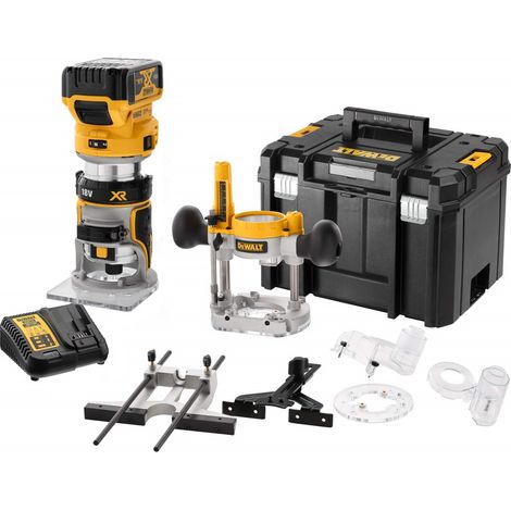 Dewalt – Affleureuse-défonceuse 18V DCW604P1QW – 1 x 5Ah Li-ion – Variateur de vitesse – Éclairage LED – Coffret Tstak avec chargeur et accessoires