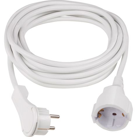 Verlängerungskabel Flachstecker 5 m weiß IP20 H05VV-F 3G1,5