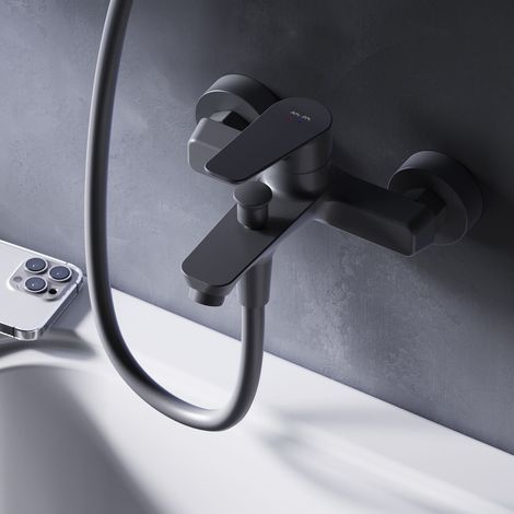 AM.PM Badewannenarmatur Wannenarmatur Schwarz Einhebelmischer Wandmontage Bad Messing Badewannen Armaturen (1/5)