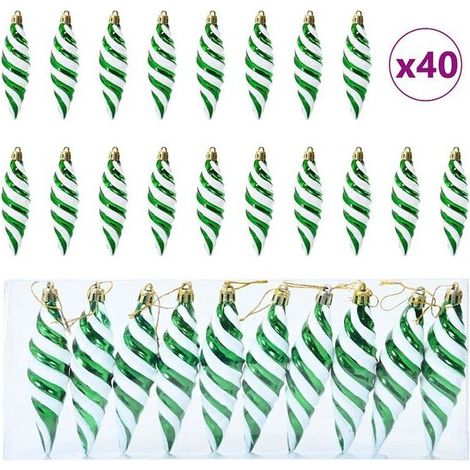 Boules De Noël - Spirale En Plastique - Pour Sapin Intérieur Et Extérieur Abrité - 40 Pièces (1/5)