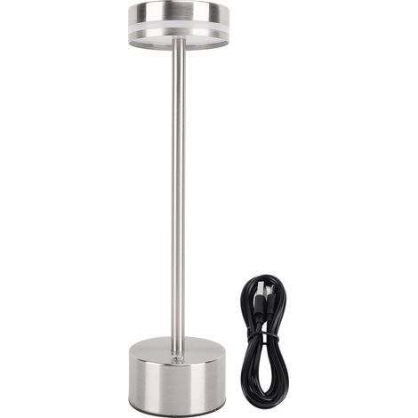 Lampe de table sans fil rechargeable, moderne, à intensité variable et 3 températures de couleur, lampe de chevet portable, argentée