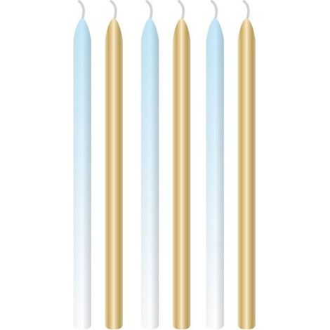 Velas de cumpleaños degradadas en azul, 12 cm, 6 unidades.
