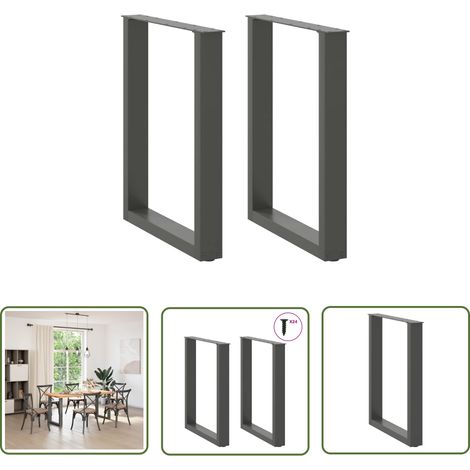 vidaXL Dining Table Legs U-Shaped 2 pcs Anthracite 60x(72-73) cm Steel