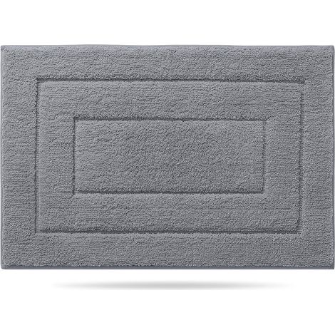 Badteppich rutschfeste,Weiche Badezimmerteppich Wasserabsorbierend Badematte maschinenwaschbar Badvorleger für Dusche,Badewanne und Toilette - Grau,40 x 60 cm (1/5)
