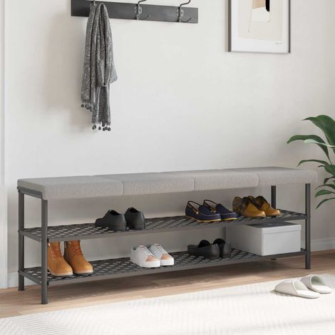 vidaXL Cuscino per panchina 4 pz Tessuto Sherpa Grigio Chiaro (1/5)