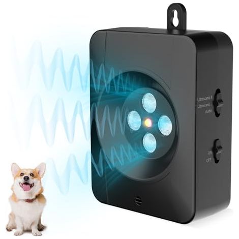 Repelente ultrasónico para perros de 16 m, 3 modos, para interiores y exteriores, recargable, para perros pequeños y grandes.