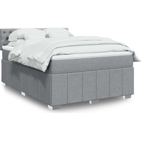 Boxspringbett mit Matratze Hellgrau 160x200 cm Stoff