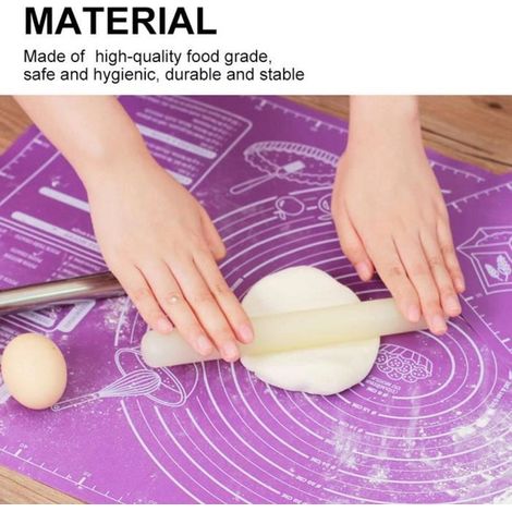 Tapis de pâtisserie - TMISHION - Modèle en silicone - 60x45 cm - Couleur violet - Anti-adhésif (1/4)