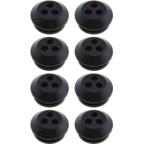 Lot de 8 joints de réservoir de carburant à 3 trous en caoutchouc noir, diamètre de trou de 5 mm, pour remplacement de souffleur, débroussailleuse, tondeuse à gazon- (1/4)