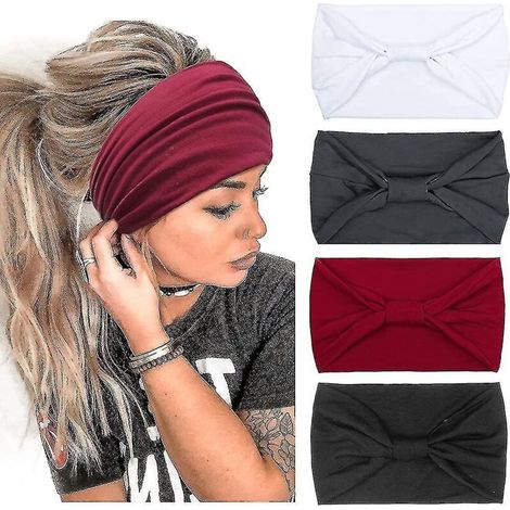 Set mit 4 Damen-Stirnbändern, breit und elastisch, perfekt zum Laufen und für Yoga. (1/4)