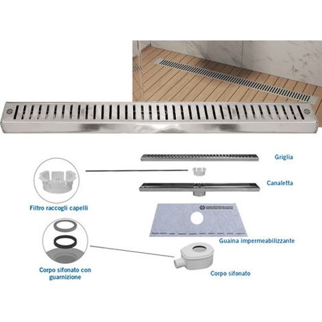 Canaleta de ducha de acero de 75 cm CN75-01KIT – Brixo