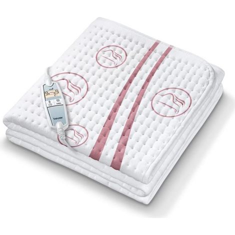 Colchoneta térmica Beurer UB 90 Comfort con dos zonas de temperatura y 9 niveles de temperatura cada una, con reinicio automático y control ecológico, 150 x 80 cm, lavable a máquina, 75 vatios (1/2)