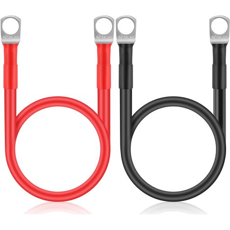2 Pièces 50cm Câbles d'onduleur de Batterie Câble Automatique 16mm² 5AWG 12V avec Cosses à Anneau Fil Cuivre pour Camion Auto Moto Camping-Car Marine Solaire (1/5)