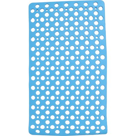 Tapis de baignoire antidérapant à ventouses, doux, confortable et inodore, en TPE bleu, pour salle de bain, baignoire, bidet et cuisine. (1/5)