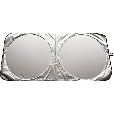 By-sun of windshield of car in plaster silver, by-sun front to Double cercle for the Protection against the heat UV (1/5)