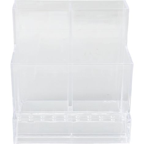 Étui de rangement pour pinceaux maquillage, boîte transparente en plastique à compartiments, support multifonctionnel pour cosmétiques (1/5)