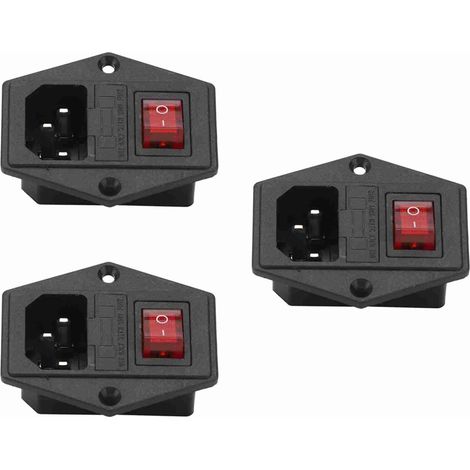 Lot de 3 prises secteur 4 broches avec interrupteur, témoin lumineux et fusible intégré - Accessoires pour imprimante 3D (1/5)