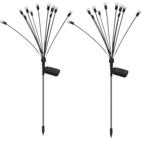 Solarleuchten, 10 Stück, Dauerlicht, variable Helligkeit, 75 cm Länge, 2 Paar leuchtende Glühwürmchen-förmige Dekorationslichter, wasserdicht für den Außenbereich (1/4)