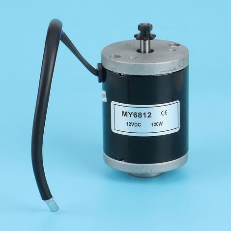 Moteur à balais My6812 12 V 120 W haute vitesse avec pignon pour scooter, petit moteur à balais avec courroie en polyuréthane (Haoyi) (1/4)