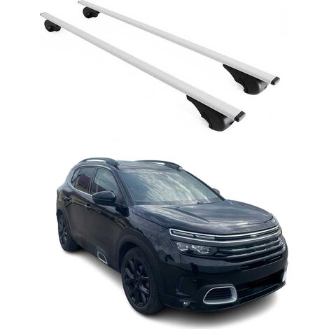 OMAC Barres de toit pour Citroën C5 Aircross 2018-2025 – TÜV / DIN 75302:2019 – Antivol inclus – Charge max 75 kg – 2 barres Argent (1/4)