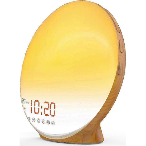 Réveil simulateur d'aube, idéal pour les enfants et les gros dormeurs, radio FM, veilleuse, lumière du jour, 7 couleurs, 7 sons de la nature, parfait comme cadeau - FFY (1/3)