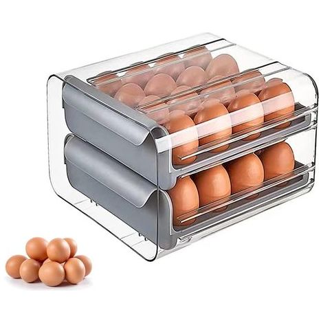 Boîte à œufs - Tiroir empilable - Boîte de conservation fraîcheur en plastique - Double couche (1/5)
