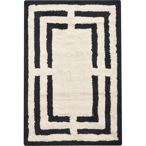 Badematte RISALU Schwarz / Beige 60 x 90 cm Baumwolle (1/5)