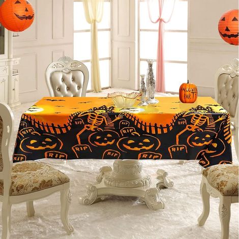 Nappe de décoration Halloween, nappe citrouille d'Halloween, nappe en plastique pour décoration de table de cuisine. (1/5)