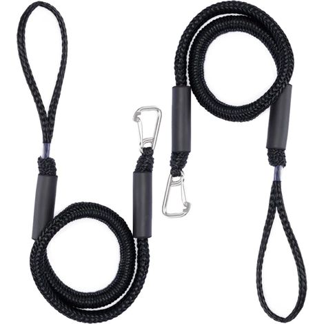 Bungee Dock Line avec crochet corde d'amarrage noire pour bateau 4 pieds paquet de 2 et noir (1/5)