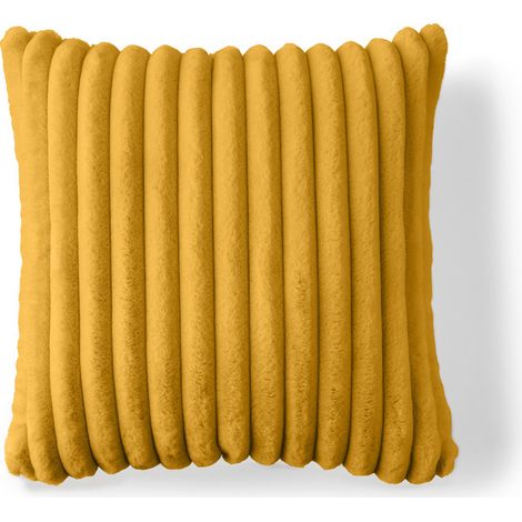 Sierra - coussin - en fausse fourrure côtelé - 40x40 cm - jaune (1/5)